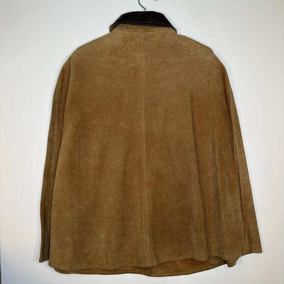 Vintage 1970’s Genuine Leather and Suede Snap Front Cape Jacket - Picture 6 of 9